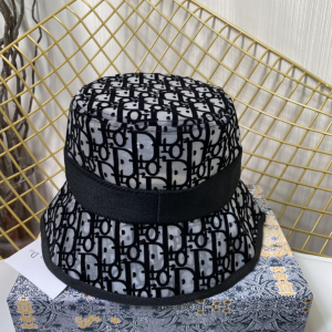 Replica Womens Hats Dior Oblique Black Cotton Faille Bucket Cap Hat A190PP180 AA187413