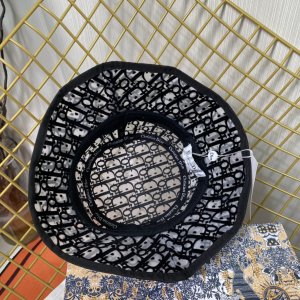 Replica Womens Hats Dior Oblique Black Cotton Faille Bucket Cap Hat A190PP180 AA187413