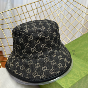 Gucci Black GG Denim Bucket Cap Hat 