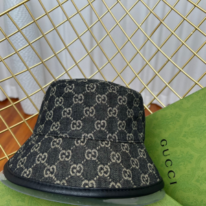 Replica Womens Hats Gucci Black GG Denim Bucket Cap Hat A190PP180 AA187402