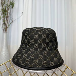 Replica Womens Hats Gucci Black GG Denim Bucket Cap Hat A190PP180 AA187402