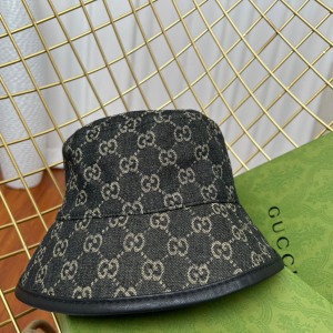 Replica Womens Hats Gucci Black GG Denim Bucket Cap Hat A190PP180 AA187402