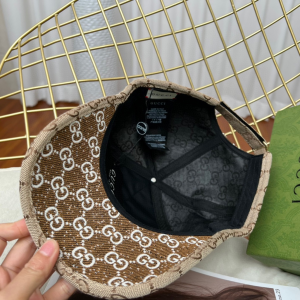 Replica Womens Hats Gucci GG Brown Denim Canvas Baseball Cap Hat A190PP180 AA187379