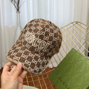 Replica Womens Hats Gucci GG Brown Denim Canvas Baseball Cap Hat A190PP180 AA187379