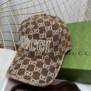 Replica Womens Hats Gucci GG Brown Denim Canvas Baseball Cap Hat A190PP180 AA187379