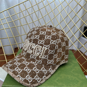 Replica Womens Hats Gucci GG Brown Denim Canvas Baseball Cap Hat A190PP180 AA187379
