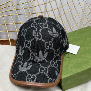 Replica Womens Hats Gucci x Adidas Black GG Denim Baseball Cap Hat A190PP180 AA187404