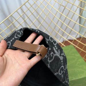 Replica Womens Hats Gucci x Adidas Black GG Denim Baseball Cap Hat A190PP180 AA187404