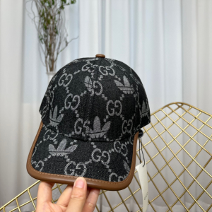 Replica Womens Hats Gucci x Adidas Black GG Denim Baseball Cap Hat A190PP180 AA187404