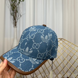 Gucci x Adidas Blue GG Denim Baseball Cap Hat 