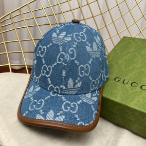 Replica Womens Hats Gucci x Adidas Blue GG Denim Baseball Cap Hat A190PP180 AA187405