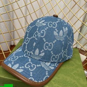 Replica Womens Hats Gucci x Adidas Blue GG Denim Baseball Cap Hat A190PP180 AA187405