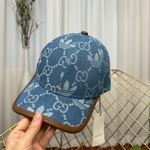 Replica Womens Hats Gucci x Adidas Blue GG Denim Baseball Cap Hat A190PP180 AA187405