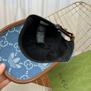 Replica Womens Hats Gucci x Adidas Blue GG Denim Baseball Cap Hat A190PP180 AA187405