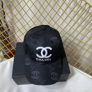 Replica Womens Hats Prada Black CC Logo Cotton Baseball Cap Hat A190PP180 AA187393