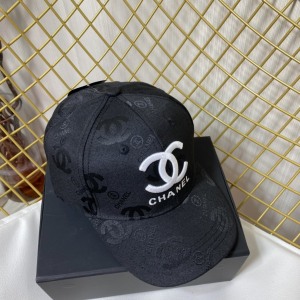 Replica Womens Hats Prada Black CC Logo Cotton Baseball Cap Hat A190PP180 AA187393