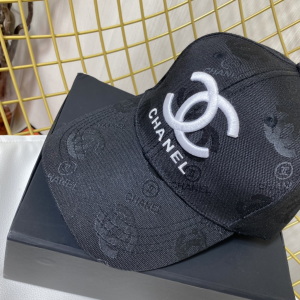 Replica Womens Hats Prada Black CC Logo Cotton Baseball Cap Hat A190PP180 AA187393