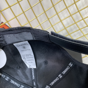 Replica Womens Hats Prada Black CC Logo Cotton Baseball Cap Hat A190PP180 AA187393