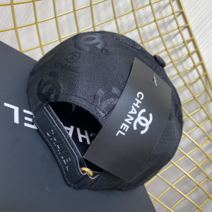 Replica Womens Hats Prada Black CC Logo Cotton Baseball Cap Hat A190PP180 AA187393