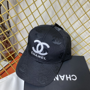 Replica Womens Hats Prada Black CC Logo Cotton Baseball Cap Hat A190PP180 AA187393