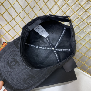 Replica Womens Hats Prada Black CC Logo Cotton Baseball Cap Hat A190PP180 AA187393