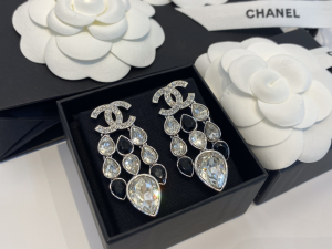 Chanel Crystals CC Tassel Earrings 