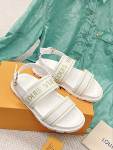 Louis Vuitton White Calf Leather Sandals 