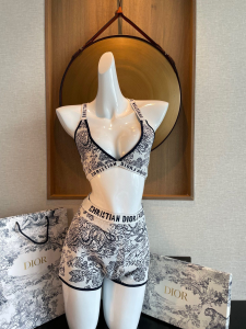 Dior Black White Cotton Swimsuit Bikini 