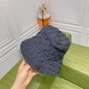 Replica Womens Hats Prada Black Cotton Bucket Cap Hat A190PP180 AA187640