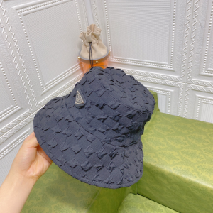 Replica Womens Hats Prada Black Cotton Bucket Cap Hat A190PP180 AA187640