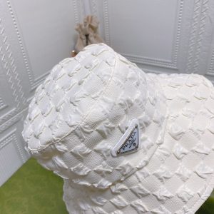 Replica Womens Hats Prada White Cotton Bucket Cap Hat A190PP180 AA187641