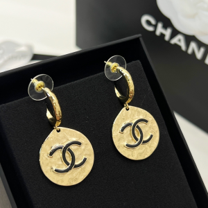 Chanel CC Logo Gold Round Earrings 