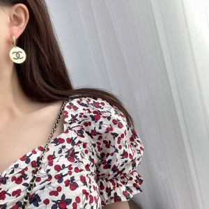 Replica Womens Jewelry Chanel CC Logo Gold Round Earrings A62PP180 AA187456