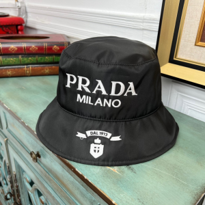 Replica Womens Hats Prada Black Padded Re Nylon Bucket Hat A190PP180 AA187789