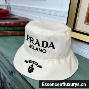 Replica Womens Hats Prada Off White Padded Re Nylon Bucket Hat A190PP180 AA187788