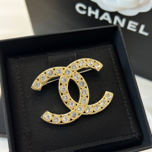 Chanel Crystals CC Logo Brooch 