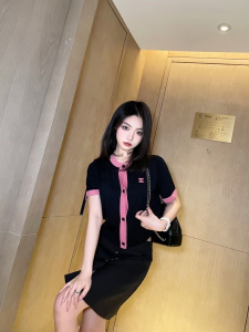 Replica Womens Clothing Chanel CC Logo Black Pink Sweaters SML A40PP780 AA187841