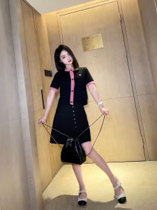 Replica Womens Clothing Chanel CC Logo Black Pink Sweaters SML A40PP780 AA187841