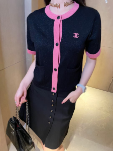 Replica Womens Clothing Chanel CC Logo Black Pink Sweaters SML A40PP780 AA187841