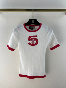 Chanel CC Logo No5 Sweaters Tops White 