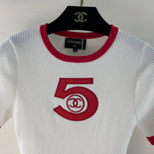 Replica Womens Clothing Chanel CC Logo No5 Sweaters Tops White SML A228PP480 AA188054