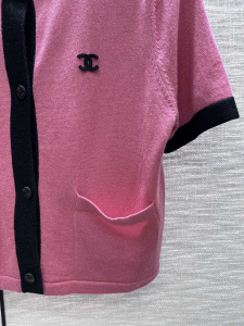 Replica Womens Clothing Chanel CC Logo Pink Black Sweaters SML A40PP780 AA187842