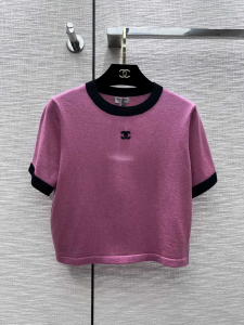 Chanel CC Logo Pink Knitwear Sweaters Tops 