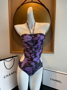 Chanel Purple One Piece Swimsuit Bikini 