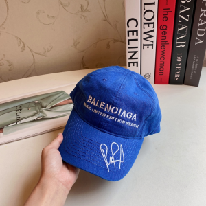 Balenciaga Blue Denim Canvas Baseball Hat 