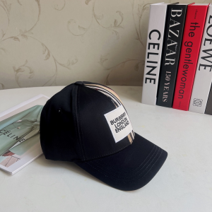 Replica Womens Hats Burberry Black Cotton Canvas Check Baseball Hat A190PP180 AA188034