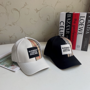 Replica Womens Hats Burberry Black Cotton Canvas Check Baseball Hat A190PP180 AA188034