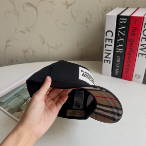 Replica Womens Hats Burberry Black Cotton Canvas Check Baseball Hat A190PP180 AA188034