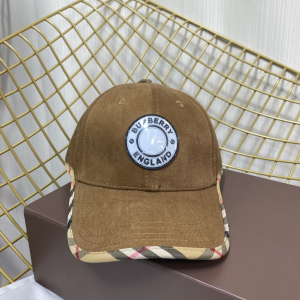 Burberry Brown Cotton Canvas Baseball Hat 