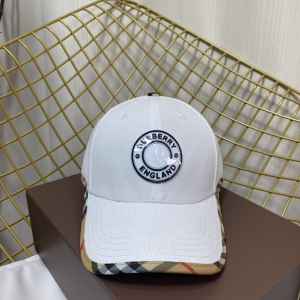 Burberry White Cotton Canvas Baseball Hat 